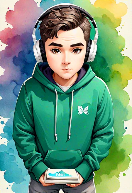strybk, strybk, vivid color drawing cute chibi kawaii, very cool boy
Wearing a hoodie and sneakers. Wear Gainsborough style music headphones
Craig Davidson william morris Mark Ryden Margaret Keane Adam Martinakis
Craig Mullins Mandy Jergens Rutkowski vaccine ski Aaron McGruder
Fragonard, 3d, 8k, octane rendering, perfect face, children's storybook style, muted colors, watercolor style, children's storybook style, muted colors, watercolor style