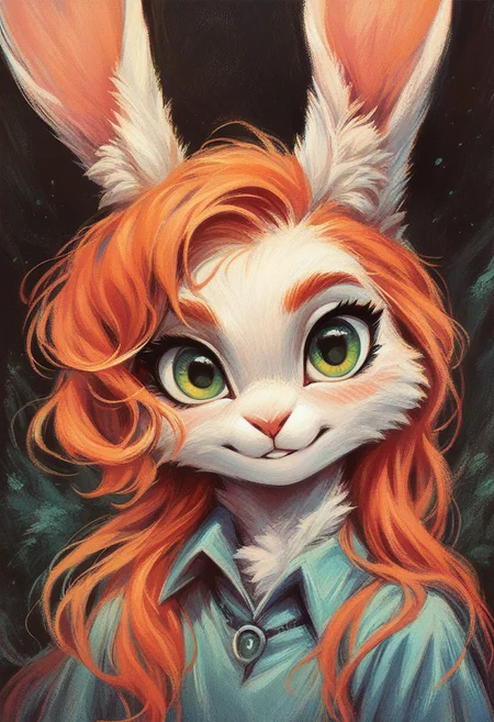 score_9, score_8_up, score_8,
rabbit girl,furry,redhead,green eyes,white rabbit ear,solo,add detailed eyes,clothing,witch,
ncpy13 style,pastels drawing,