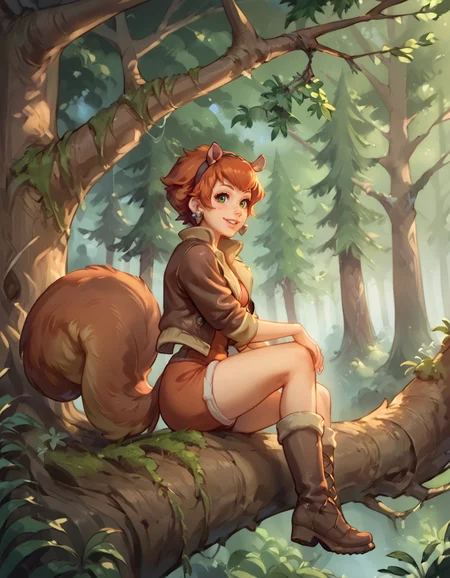score_9, score_8_up, score_7_up, highly detailed, <lora:Expressive_H:0.65> Expressiveh, <lora:add-detail-xl:1>,<lora:summertimesaga-guy-PONY-DORAv1:0.5>
BREAK <lora:Squirrel_Girl_Doreen_Green:0.7> Squirrel Girl, Doreen Green, headband, earrings, smiling, jacket, boots, auburn hair, squirrel tail, green eyes, buck teeth:1, freckles, 1girl, solo, standing, expressiveh, looking at viewer, forest background, pine trees, <lora:In_Tree:1> 1ntr33, outdoors, sitting in tree, tree,