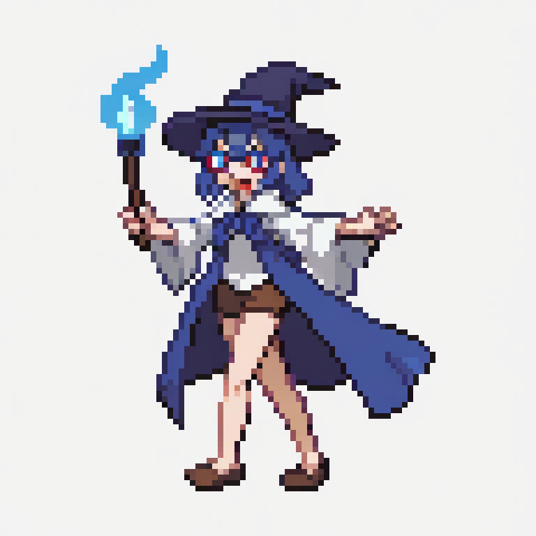 1girl, glasses, witch, hat, blue flame
 <lora:pk_trainer_xl_v1-1:0.7>
 simple background