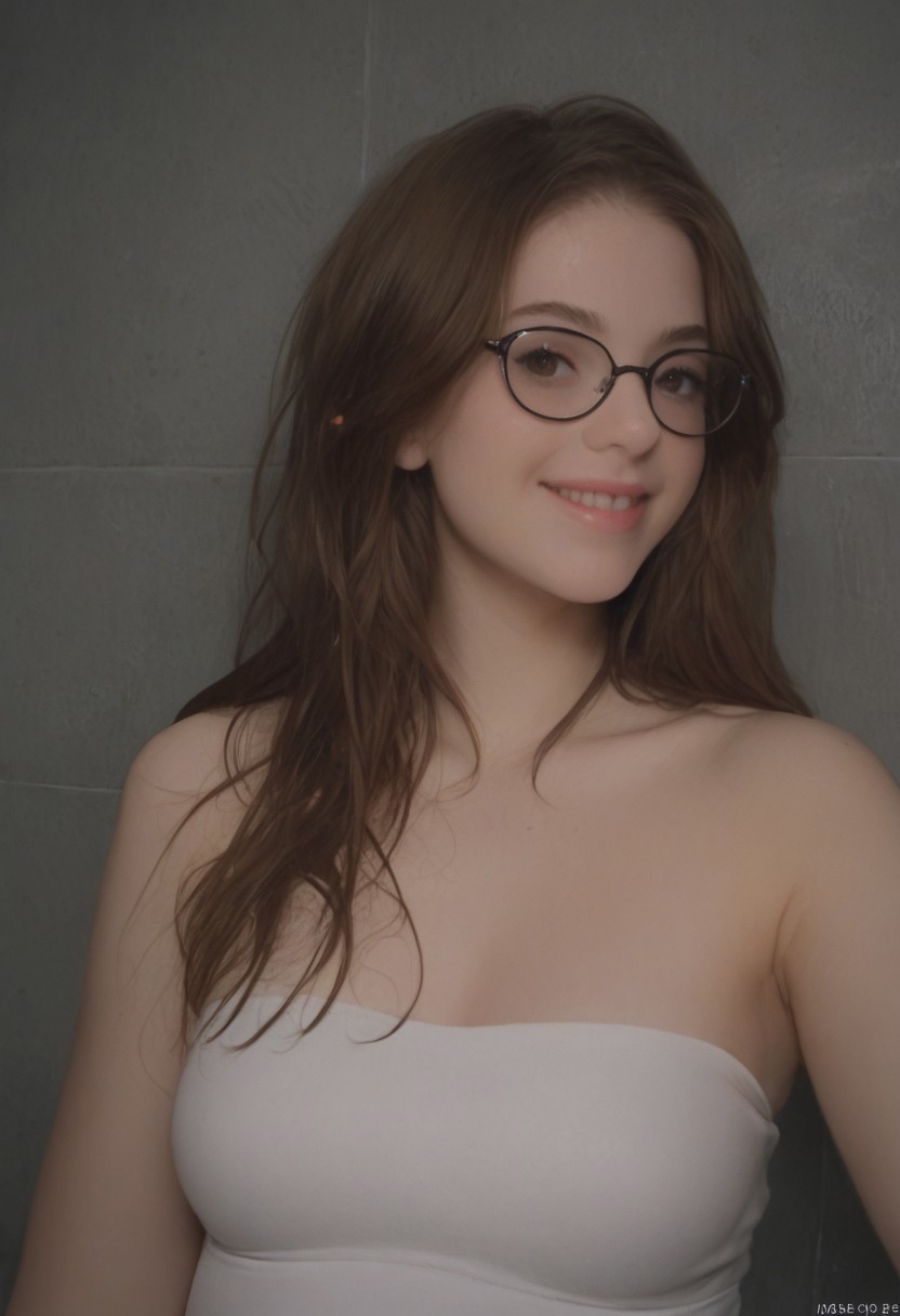score_9, score_8_up, score_7_up, score_6_up, reddit, real life photo, amateur, raw, 1girl, breathtaking, 30yo, sharp facial features, female, solo, feminine, pale skin, thick nerdy glasses, intense brown eyes, soaking wet hair, long hair, brown hair, smile, diaphanous white dress, medium breasts, female focus, official style, close up,   abstract beauty, beautiful, centered, looking at the camera, approaching perfection, dynamic, moonlight, highly detailed, portrait, sharp focus