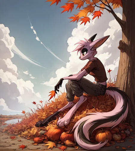 score_9, score_8_up, score_7_up, score_6_up, score_5_up, score_4_up, source_anime, BREAK
viriathusvayu, <lora:ViriathusPony:0.8>,
solo, tail, animal ears, furry, tree, cloud, furry female, sitting, leaf, 1girl