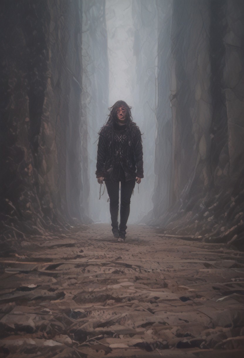 source_photo, realistic, Anime,2.5D A highly detailed fantastical picture of demon in traveling skins wandering the wastelands of hell. Walking with a large hell creature covered in gear. High winds causing sand and debris to kick up against them, Far Away