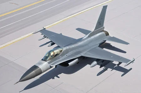 <lora:F-16_Illustrious:1> f-16,flying,dogfight, historical photo,masterpiece,best quality,amazing quality