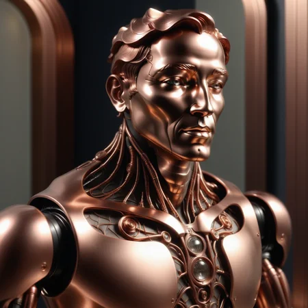 a man made out of Jed-ANC, masterpiece, full of details, ambient light, sharp and in focus, <lora:ArtNouveauCopperStyle:1>