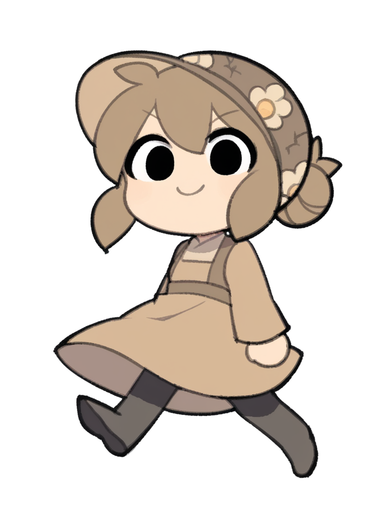 score_9, score_8_up, score_7_up, source_anime, BREAK
1girl, solo,  <lora:TemmieChang-20:1> sketch, brown hair, low bun, black eyes, brown hat, :3, light smile, brown dress, black pantyhose, chibi,