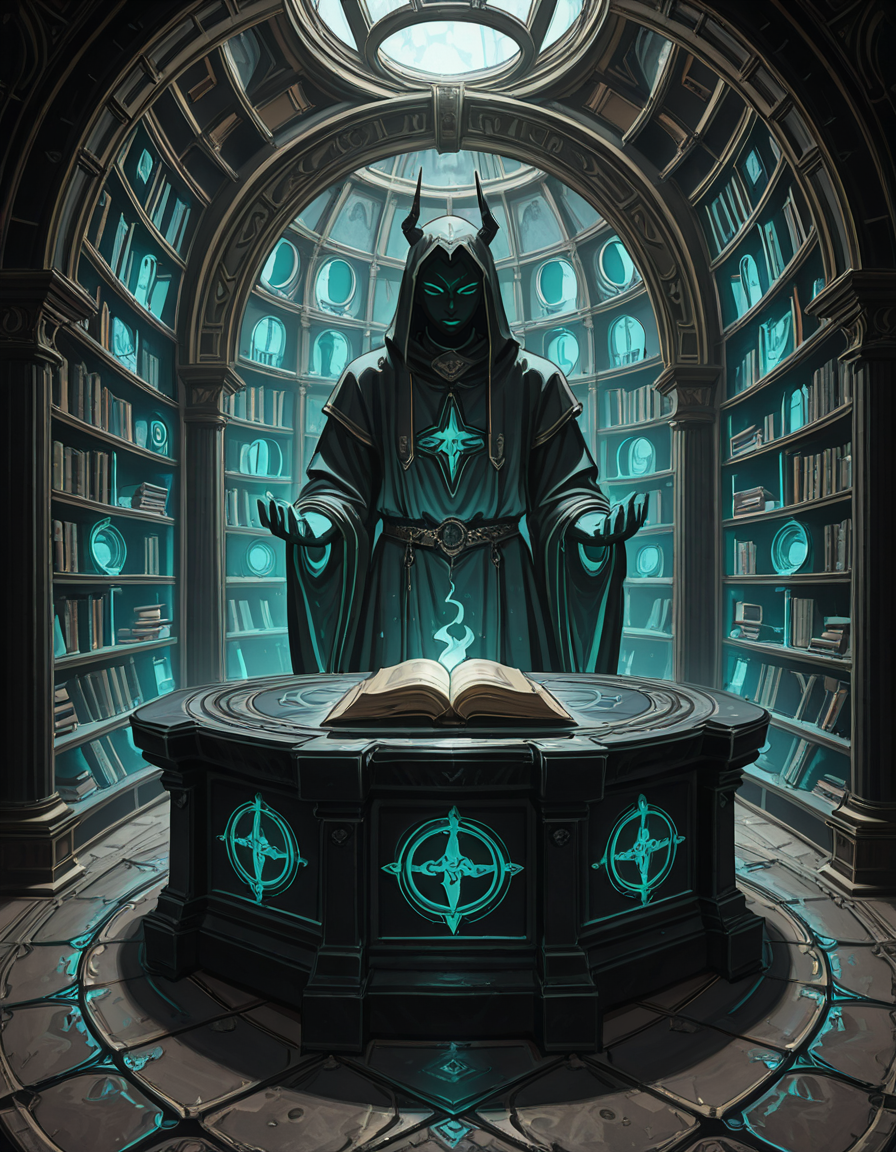 Buried deep within the necromancerâs fortress lies the Library of the Forgotten, an ancient, labyrinthine archive where no living hands have ever turned a page. The immense chamber stretches endlessly into the darkness, its towering bookshelves carved from obsidian and bone, spiraling upwards into unseen heights. The very air hums with an eerie resonance, filled with the whispers of knowledge long abandoned by the mortal world.
The shelves are packed with tomes bound in withered flesh, their covers etched with shifting runes that glow faintly with unholy light. Some books seem to breathe, their spines expanding and contracting like living creatures, while others are locked with chains of rusted iron, sealed by ancient curses too dangerous to be unleashed. Scrolls, brittle with age yet untouched by time, hover in the air, slowly unraveling and reforming, as if reading themselves in a silent, endless cycle.
At the heart of the library stands a massive circular desk, hewn from black stone and inlaid with veins of glowing green energy. Upon its surface, quills made from skeletal fingers hover above open grimoires, tirelessly transcribing forbidden knowledge in ink that shimmers like liquid shadow. Dust does not settle hereâonly the weight of forgotten secrets, pressing down like an invisible hand upon any who dare enter.
Above, the ceiling is a vast cosmic void, an endless expanse of swirling darkness where distant, malevolent stars flicker in unnatural constellations. Occasionally, something moves between the stars, a shape vast and unknowable, watching the library in silence.
In the farthest reaches of the chamber, towering stone monoliths stand, inscribed with ever-shifting text in a thousand dead languages. Some glow faintly, others pulse like beating hearts, their inscriptions rearranging as if whispering among themselves. The floor between them is covered in intricate ritual circles, their markings pulsating with a faint, necrotic glow, hinting at the presence of knowledge too terrible to be contained within mere books.
No footsteps ever disturb the silence, no voices break the eternal stillnessâonly the endless rustling of pages turning on their own, the quiet scraping of phantom quills, and the occasional, distant sound of something shifting among the shelves.
This is not a place of learning.
It is a tomb of knowledge, a repository of secrets too dangerous to be spoken, where books are not just readâthey watch, listen, and remember.
Style & Mood :
- Dark fantasy, gothic horror, necromantic aesthetics
- Cinematic, highly detailed, eerie lighting
- Infernal atmosphere, filled with shadows, glowing runes, and whispering books
- Inspired by the works of ZdzisÅaw BeksiÅski, H.R. Giger, and dark medieval occultism 
<lora:SDXLFaeTastic2400:0.4> <lora:extremely_detailed:0.4> extremely detailed,necromancer l1br4ry, <lora:necromancer_l1br4ry-i:1>, Masterpiece,best quality,hi res,8k,hi res,8k,award winning,(sharp focus, intricate, highly detailed),
