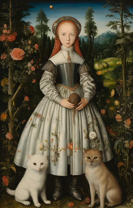 masterpiece,best quality,<lora:tbh283-sdxl:0.9>,illustration,style of Lucas Cranach the Elder tech genius teenage girl