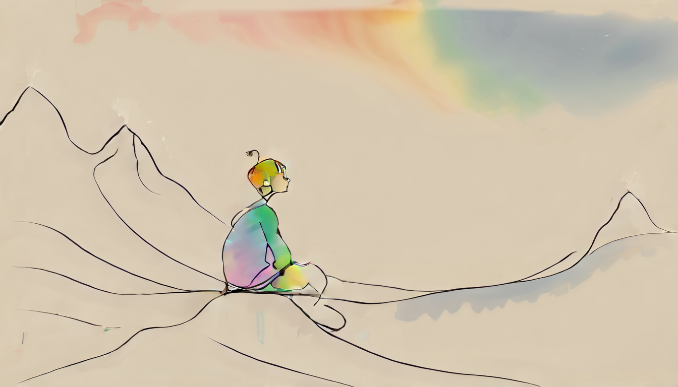 Positiv Clip L
  , 1girla boy sitting on a rock looking at the sky and mountains with a full moon in the background, with a rainbow colored sky
Positive Clip G
   , 1girla boy sitting on a rock looking at the sky and mountains with a full moon in the background, with a rainbow colored sky
---------