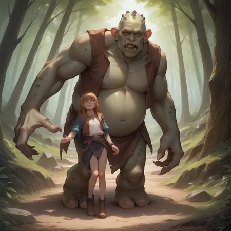 score_9, score_8_up, score_7_up, best quality, masterpiece, source_anime, zPDXL, zPDXL_xxx, BREAK
in forest, standing, 1girl ,  1boy
, <lora:add-detail-xl:1> <lora:detail_eyes:0.5>, <lora:troll_harrypotter:1>troll, monster, giant, size difference
