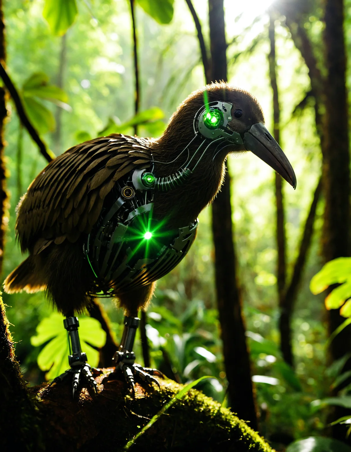 detailed, realism, style, photograph , <lora:detailed:0.5> detailed style <lora:perfection style:0.5> perfection style <lora:add-detail-xl:2>
profile view photo of (a (cyborg, robotic)) (kiwi:1.6) ), (kiwi with rounded body and long legs. long beak, titanium beak ,lurking in the forest with a gleaming green laser eye, cinematic horror scene, backlit, dramatic lighting, with light glinting off polished steel, a sense of lurking evil among the forests of new zealand
<lora:zavy-rmlght-sdxl:0.5> zavy-rmlght