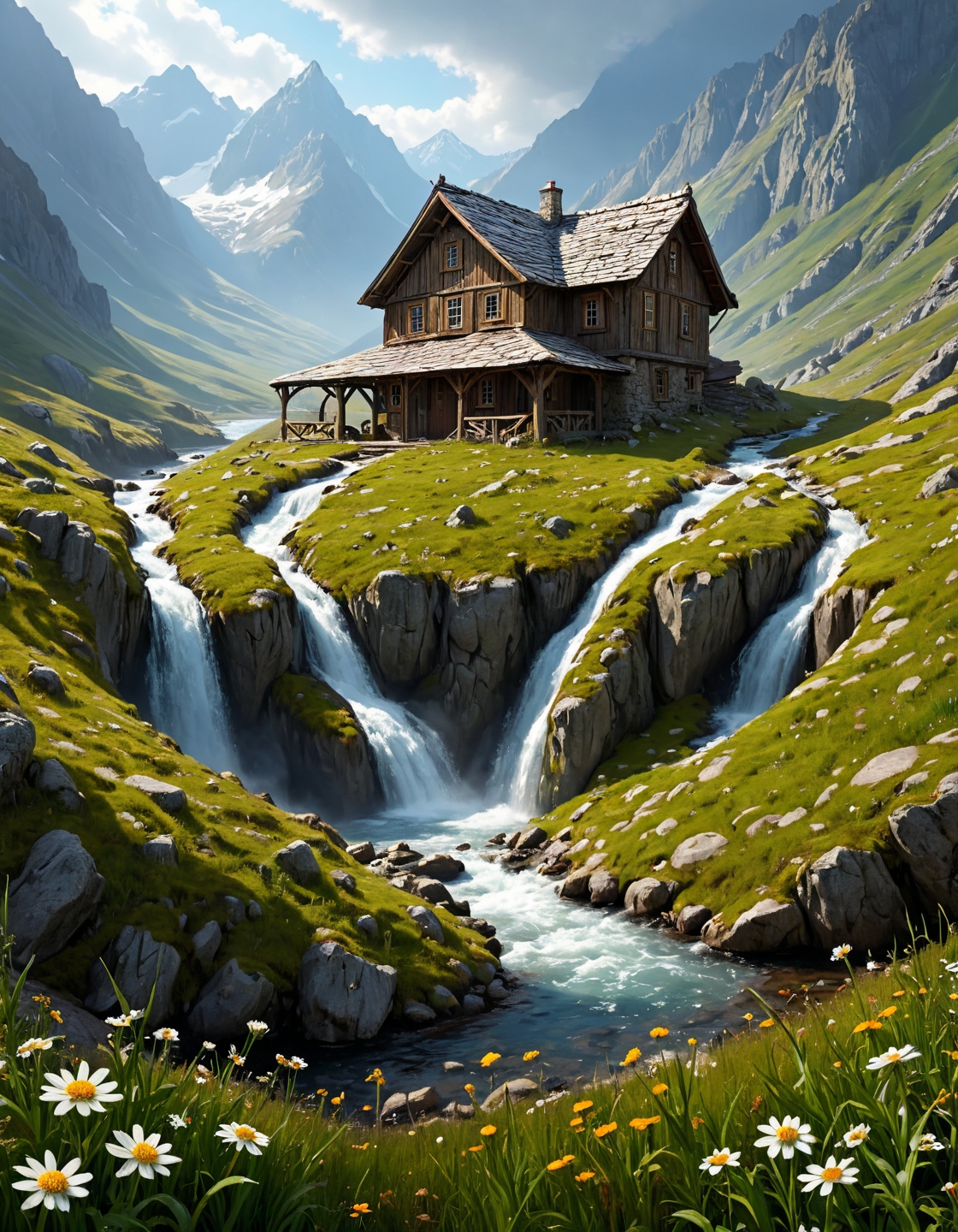 surreal landscape,creator landscape,stale of William Turner (dramatic light), Alpine tundra dotted with edelweiss, rain-filled hoofprints, water-driven forge building,roe deer barking alarm.
 <lora:LCMTurboMix_DPM_SDE_Karras:0.7>,
<lora:Flux-style-xl-lora:0.7> flux-style,
<lora:extremely_detailed:0.7> extremely detailed,
<lora:WildcardX-XL-Detail-Enhancer:0.3>,
<lora:add-detail-xl:0.7>,
BeyondSDXLv3,
(8k,highly detail, cool colors, grand illumination, dynamic cinematic perfect background, stunning detail,absurd detail, high quality, masterpiece,aesthetic, illustration, perfect composition, intricate details, absurdres),