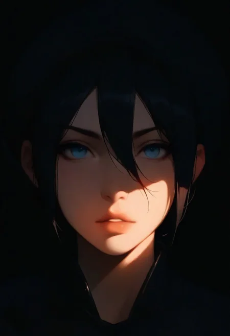 1girl, Toph Beifong, solo, dark, light, masterpiece, best quality, very aesthetic, close up, black hair, parted lips