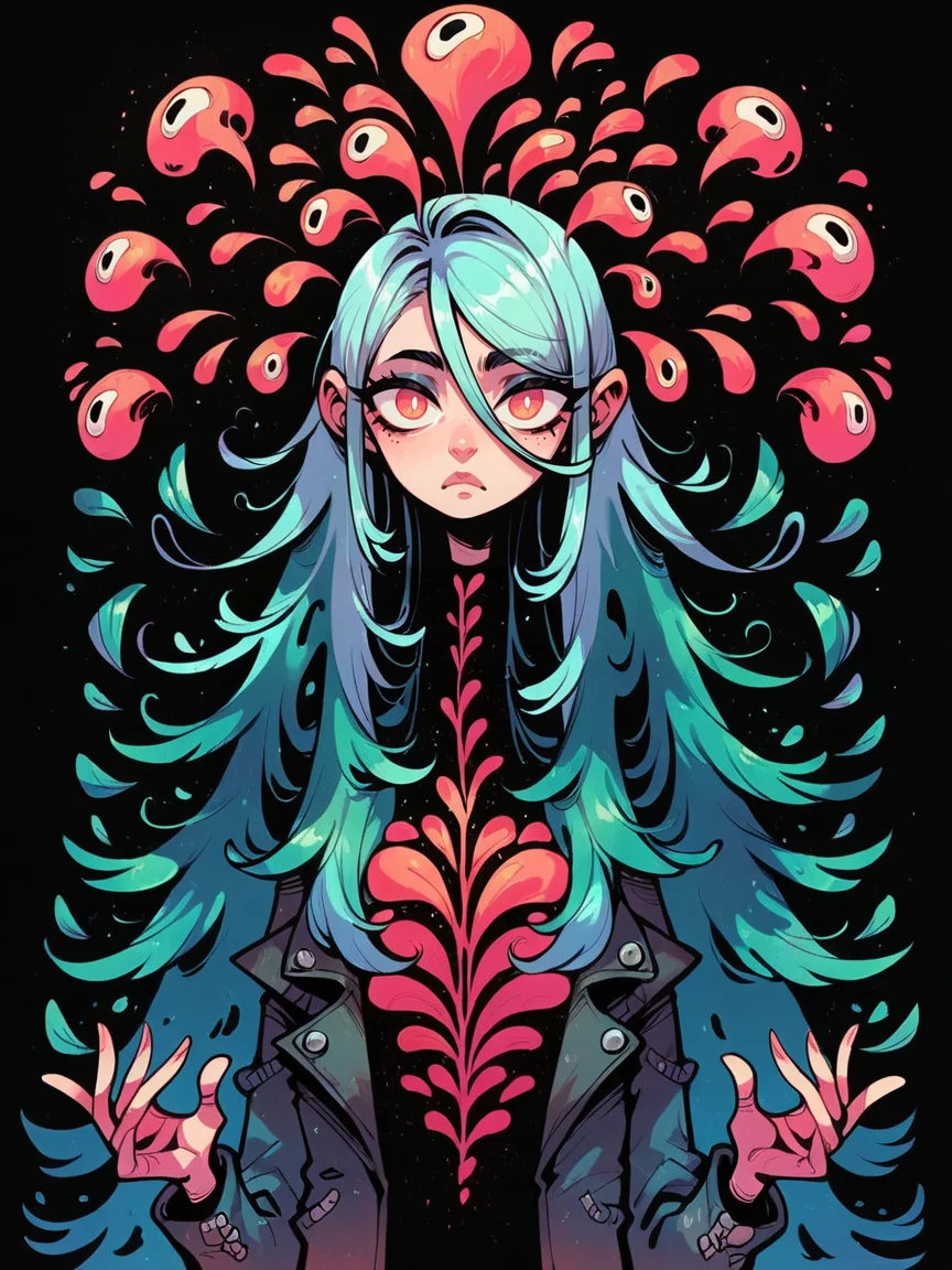 score_9, score_8_up, score_7_up, score_6_up, 1girl, <lora:s34nXLP:0.8> s34n, black background, long hair,