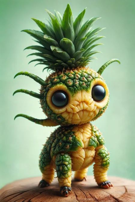 cartoon. Close-up of a ant made out of pineapple, delicate details, vibrant green, macro photo, high detail, natural light, soft background blur
<lora:PineappleMorph-SDXL-V0.1:1> <lora:zhibi:1> zhibi, <lora:SDXLFaeTastic2400:0.8> Faetastic