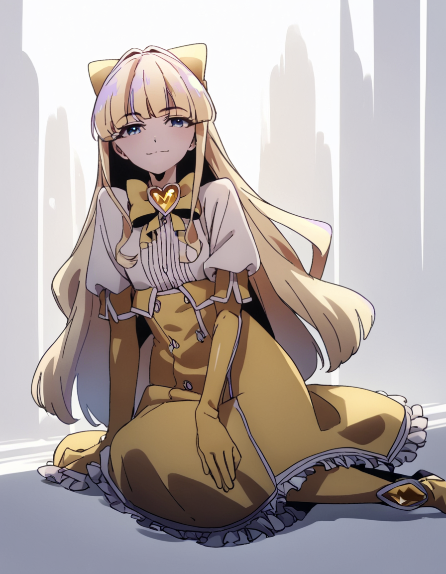 score_9, score_8_up, score_7_up, score_6_up, score_5_up, score_4_up, source_anime,  Kaoruko, solo , magical girl, sitting, smile