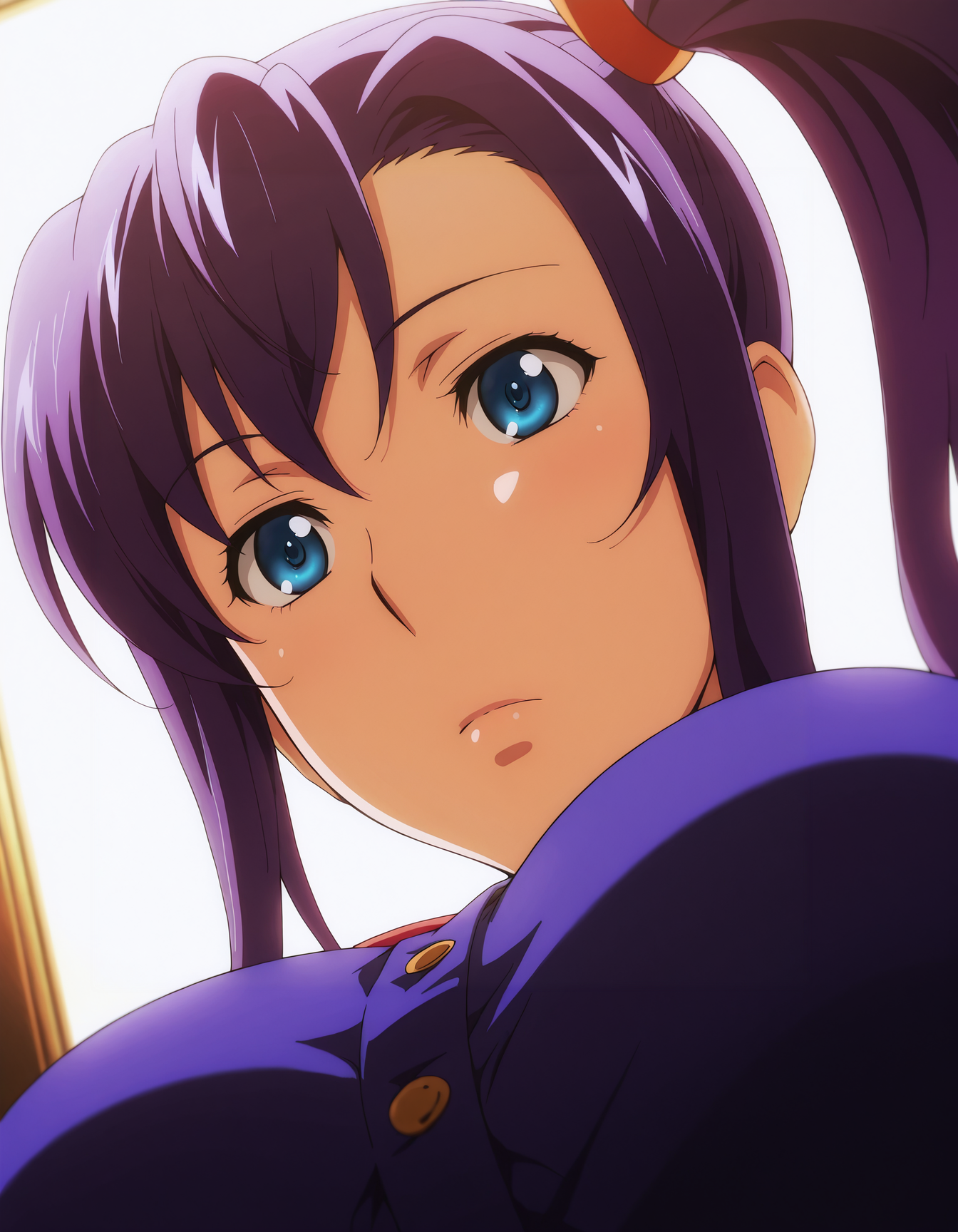 <lora:Haruko_Amaya_v01:1> harukoamaya, blue eyes, purple hair, side ponytail, large breasts,
dutch angle, depth of field, HDR, 8K.
masterpiece,best quality,amazing quality, highest score, 1girl, portrait, close up, backlit, expressionless