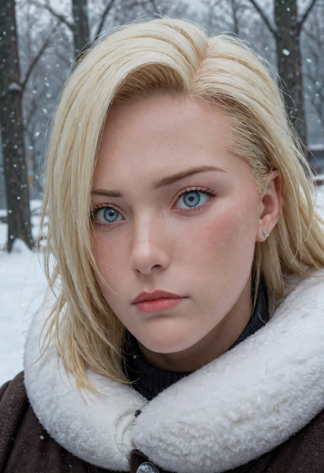 score_9, score_8_up, score_7_up, cinematic film still, beautiful woman, ino yamanaka,  blank period, no make up, winter outfit, blush, blonde hair, head tilt, hair blowing in the wind, arctic circle snow drift, snowing, snowflakes, cold, chill bumps, approaching perfection, dynamic, highly detailed, smooth, sharp focus, intricate details, shallow depth of field, vignette, high budget, bokeh, cinemascope, moody, epic, gorgeous, film grain, grainy, <lora:ino_yamanaka_pony:1>