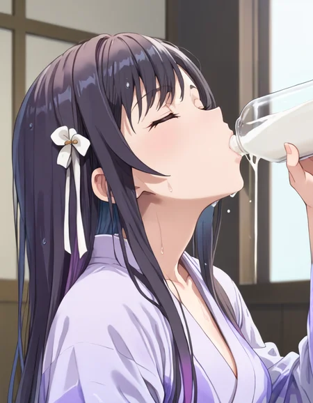 score_9, score_8_up, score_7_up, source_anime, BREAK
1girl, indoors, yukata, drinking milk, wet hair, looking up, closed eyes, from side,
alina clover (girumasu), long hair, multicolored hair, black hair, purple hair, swept bangs, straight hair,
<lora:alina_clover-girumasu_s1-pxl-anime-soralz:1>