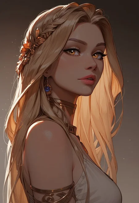 (score_9, score_8_up, score_7_up). ( line work, excellent drawing, highest quality, extremely detailed:1.2). 1woman, Greek Goddess Aphrodite, perfect face, beautiful gold eyes, long lashes, glossy lips, blonde, ancient greek dress, g0thicPXL, romantic, cinematic lighting, volumetric lighting, motion effects, source_cartoon