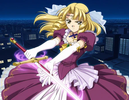 general,highres, ultra-detailed,very aesthetic,best quality ,best hands, BREAK 2000s \(style\),anime coloring, <lora:Sapphire_Spiral_NAMI_IS:1>,
Sapphire, 1girl, solo, weapon, sword, dress, gloves, brown eyes, elbow gloves, purple dress, puffy sleeves, looking at viewer, attack, magic effect. aura,
night, city,