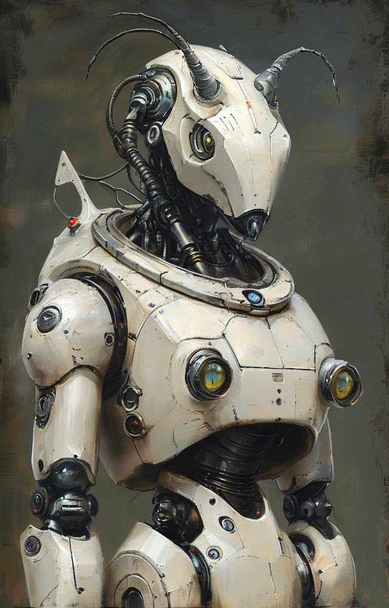 masterpiece,best quality,<lora:tbh266-sdxl:0.9>,illustration,style of Bestiary portrait of Housework robots