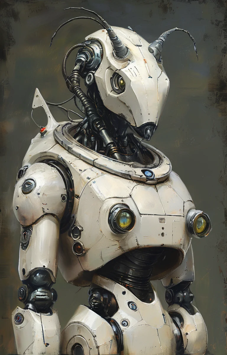 masterpiece,best quality,<lora:tbh266-sdxl:0.9>,illustration,style of Bestiary portrait of Housework robots