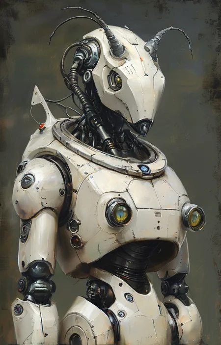 masterpiece,best quality,<lora:tbh266-sdxl:0.9>,illustration,style of Bestiary portrait of Housework robots