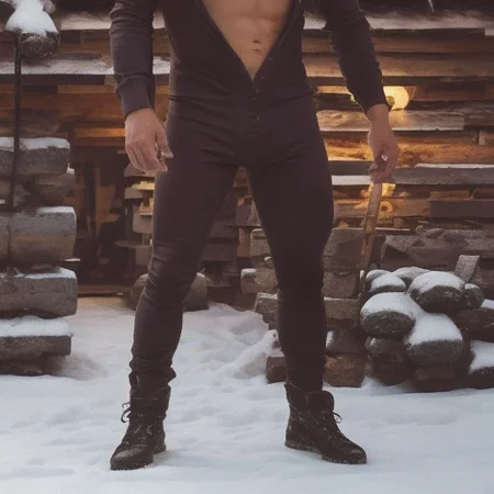 A photo of (an attractive man wearing a union suit:1.2) <lora:unionsuits_v15:1> , chest hair, mustache, cabin background, ruggedly handsome, modelshoot style, (extremely detailed CG unity 8k wallpaper), medium full shot photo of the most beautiful artwork in the world, professional majestic oil painting by Ed Blinkey, Atey Ghailan, Studio Ghibli, by Jeremy Mann, Greg Manchess, Antonio Moro, trending on ArtStation, trending on CGSociety, Intricate, High Detail, Sharp focus, dramatic, photorealistic painting art by midjourney and greg rutkowski, homoerotic, (from_below:1.4)