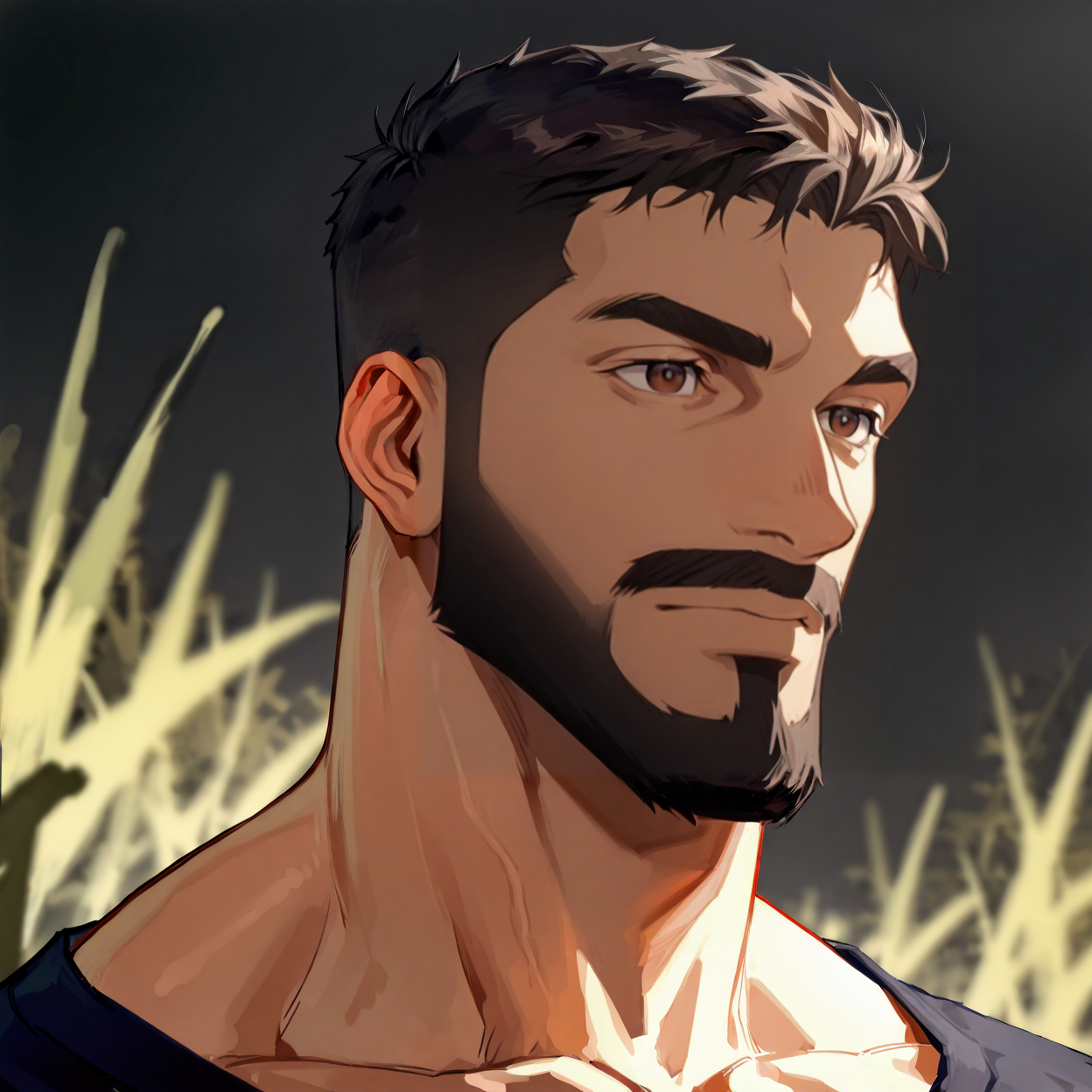<lora:Mizrak__Castlevania_Nocturne:.75>, Mizrak, Facial Hair, Mustache, Beard, Brown eyes,
(very short hair, beard, bara, mature, facial hair, stubble, beard, full beard, sideburn, beard, a lot of beard, ), facial hair,male focus, muscular male, muscular male, bara, mature,  bara, mature, aixiwuganda_(20222192), very awa, masterpiece, best quality, absurdres, newest, perfect quality, detailed background, intricate details,
<lora:slider_Body Type_alpha1.0_rank4_noxattn_last:3><lora:Anime Summer Days 2 Style SDXL_LoRA_Pony Diffusion V6 XL:.6><lora:slider_cfg_scale_boost:.7><lora:Artist6p:.55>, Artist6p, Artist04p,<lora:slider_il_brightness_slider_d1:-1><lora:slider_il_contrast_slider_d1:-1><lora:slider_DarkSlider1.2_alpha1.0_rank16_full_300steps:-.6>
