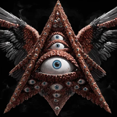 seraphins, a mystical creature with hundreds of eyes and wings with the shape of a piramid, the body is full of eyes, eerie <lora:Seraphins1.0-000038:0.85>