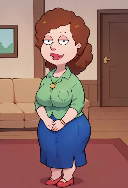 score_9,score_8_up,score_7_up,score_6_up,best quality, 1girl, solo, living room, couch, indoors,
BREAK
unnamed girl, brown hair, black eyes, (mature female:1.5), (plump:1.2), large breasts, gigantic ass, gigantic hips, green sweater, rolled up sleeves, blue skirt, shoes, own hand together, smile, looking at viewer, long skirt, half-closed eyes, necklace,