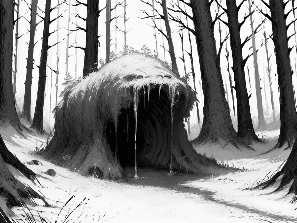 score_9, score_8_up, score_7_up, score_6_up, score_5_up, <lora:NxhqtXLP:1> nxhqt, monochrome, forest,