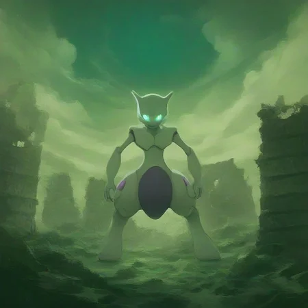 (masterpiece), best quality, A surreal and terrifying  Mewtwo, <lora:MewtwoPokedexIXL:1.0>,, swirling nebula-filled sky. In the foreground, ominous, glowing eyes looms menacingly, surrounded by ruins, otherworldly. The atmosphere is eerie and otherworldly, with glowing mists and a sense of foreboding. The colors are dark with accents of neon purple, green, and blue, creating a chilling and awe-inspiring mood
midjourneyv6.1