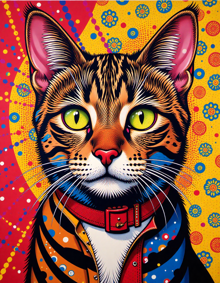 p0p_r0y, a pop-art painting of exotic cat  (halftones:1.5)