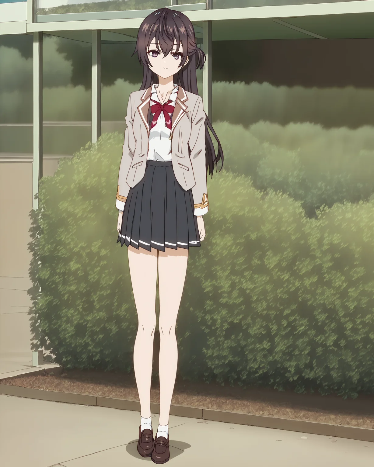 score_9, score_8_up, score_7_up, source_anime, indoors, official anime artwork, screencap, anime screencap, masterpiece, nsfw, explicit, BREAK
18 year old girl, medium breasts,
<lora:Yuki_Suou:1>1girl, Yuki Suou, brown hair, long hair, purple eyes, collarbone, hair between eyes, Half updo, sexy long legs, full body shot, solo, school uniform, jacket, pleated skirt, outdoors,school, standing,looking at the viewer, elegant smile,