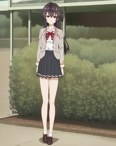 score_9, score_8_up, score_7_up, source_anime, indoors, official anime artwork, screencap, anime screencap, masterpiece, nsfw, explicit, BREAK
18 year old girl, medium breasts,
<lora:Yuki_Suou:1>1girl, Yuki Suou, brown hair, long hair, purple eyes, collarbone, hair between eyes, Half updo, sexy long legs, full body shot, solo, school uniform, jacket, pleated skirt, outdoors,school, standing,looking at the viewer, elegant smile,