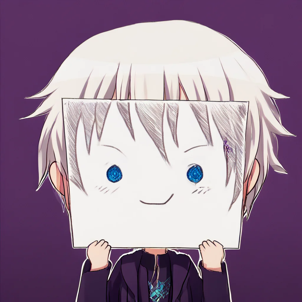 score_9, score_8_up, score_7_up, <lora:PaperLikeFacePony:0.6> PaperLikeFace, 1boy,SatoruGojo, solo, furry,holding paper with emoji face, beautiful blue eyes,detailed drawn eyes,purple jacket,chibi,white hair,<lora:GojoSatoruPony19:0.6> , <lora:PaperLikeFacePony21:0.6> PaperLikeFace, high collar, purple jacke,hair us up,spiky hair style