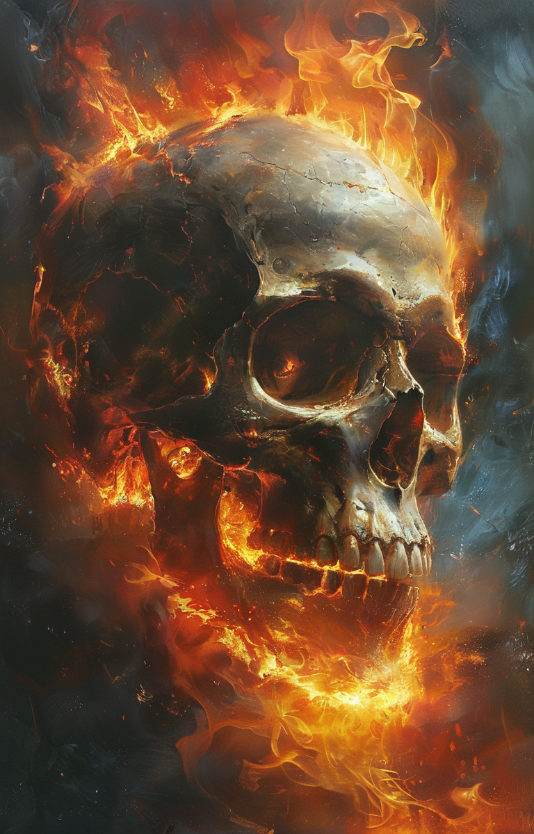 masterpiece,best quality,<lora:tbh60-sdxl:0.75>,burning skull portrait of noble man