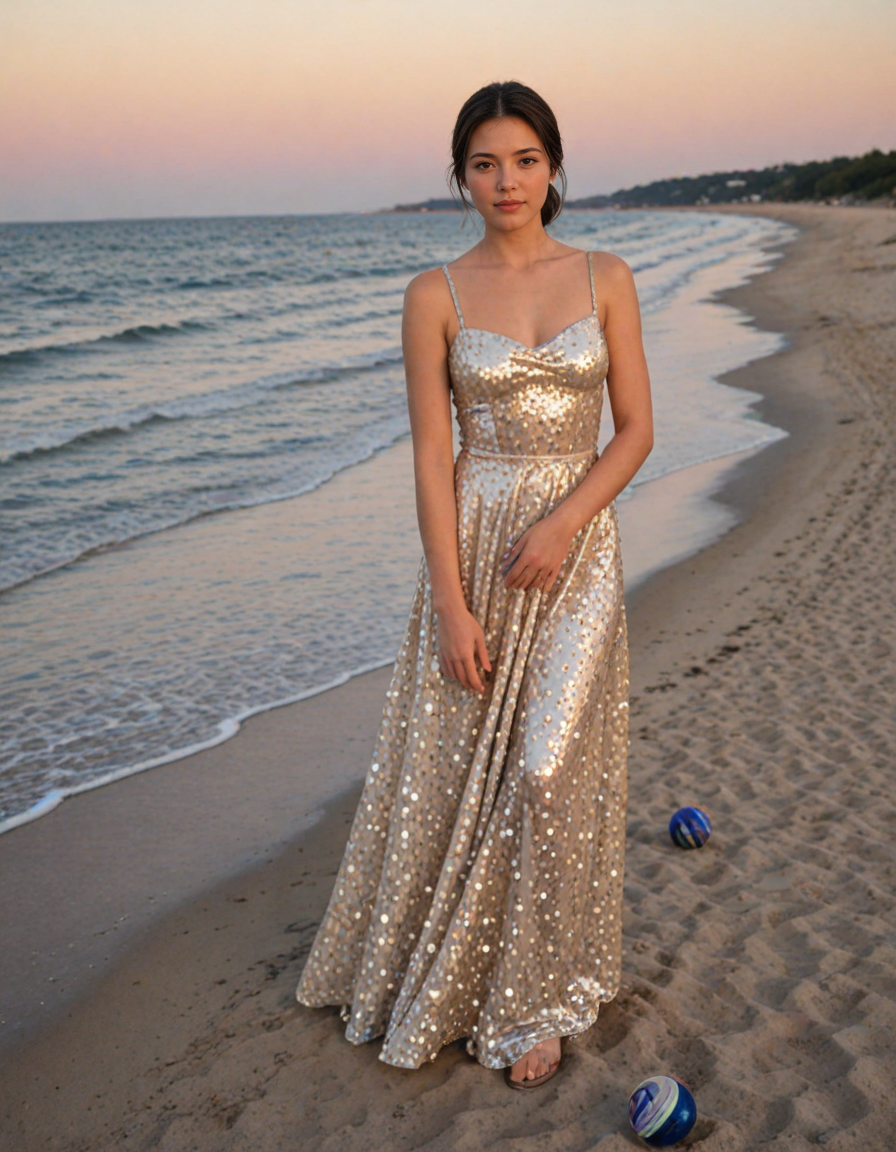 Stable_Yogis_Illustrious_Positives, mature, realism, detailed skin texture, realistic, photorealistic, ( deserted beach at sunrise :1.2)  ( Sequin Ball Gown :1.2 )
 safe_pos ,  <lora:Realism_Lora_By_Stable_Yogi_Pony_V1.:0.4> realism, realistic, real life, photorealistic, detailed, colorful, slutty pose, dynamic angle, dynamic lighting, natural pose, (cowboy shot:1.2)