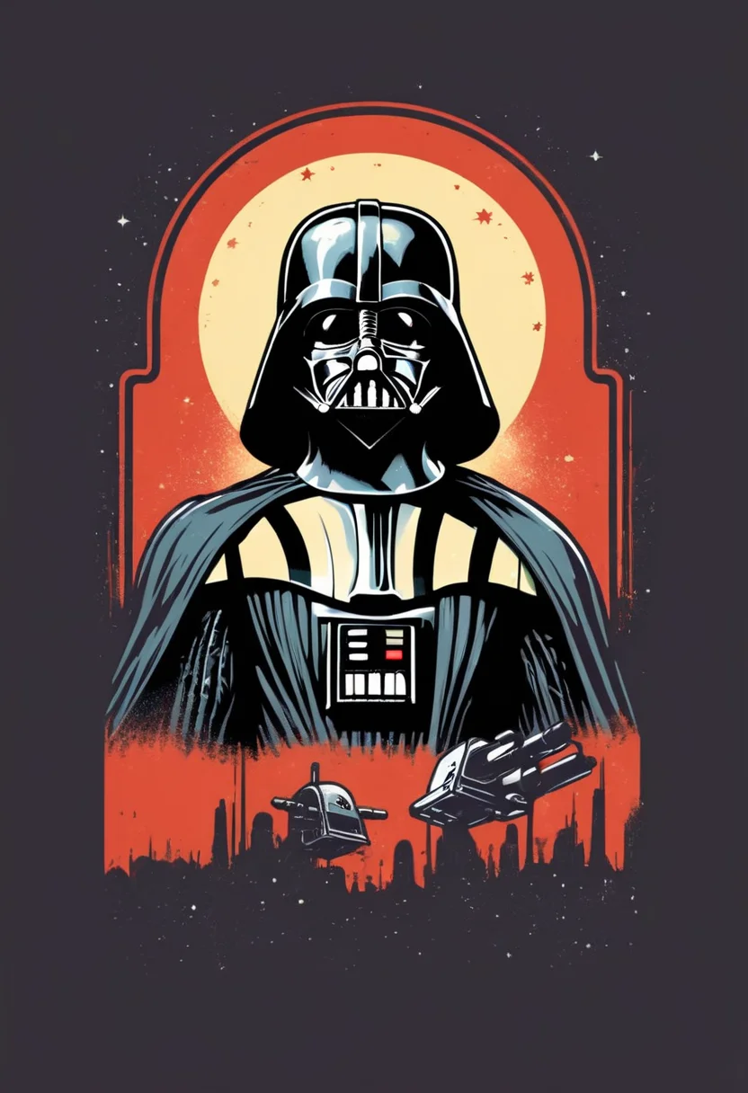 retro_tshirt, a retro darth vader, flat,( square:1.1), <lora:retro_tshirt:1>