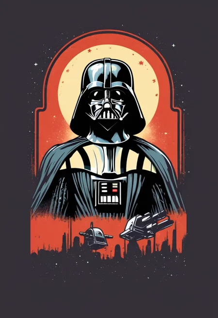 retro_tshirt, a retro darth vader, flat,( square:1.1), <lora:retro_tshirt:1>