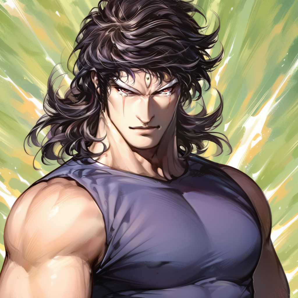 (score_9:0.9),score_8_up,score_7_up,rating_safe,anime style,(zPDXL),<lora:Dark Evil Beast ponyXL v1.5:0.87>, Dark Evil Beast, 1boy, solo, male focus, portrait, green background, manly, tears, speed lines, tank top,
