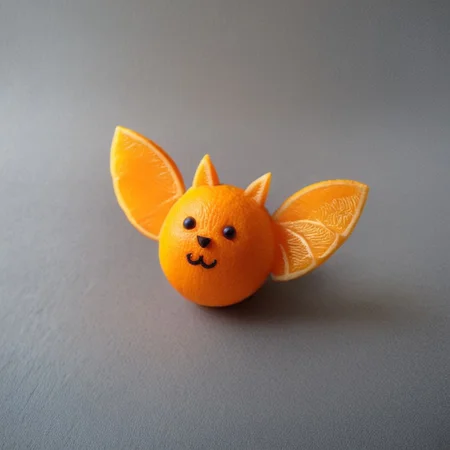 made of orange, a cute bat