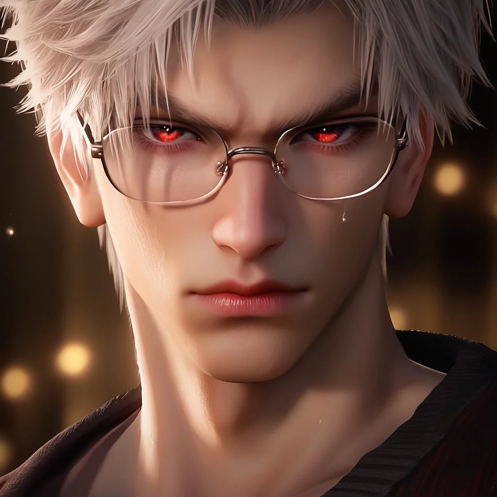 1boy, solo, male focus, toned male, Sylus_(Love_and_Deepspace), Sylus, Qinche, White hair, Red eyes, pale skin, detailed eyes, satisfaction, satisfied, neutral, detailed face, aura, intimidating, high quality, detailed quality, sweating, face only, heavy breathing from mouth, golden hour, beautiful light,
looking at viewer, front view, seductive, romantic, glasses,
rating PG, score_9,score_8_up,score_7_up, source_anime, male focus, Muscular, detailed eyebrow, sharp eyebrows,