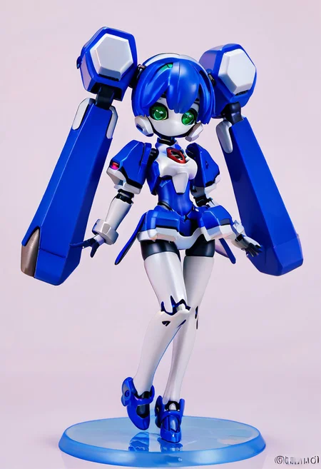 masterpiece, score_9, score_8_up, score_7_up, EasyNegative_v2,
(best quality:1.1),ultra-detailed, high resolution, super detailed skin, beautiful detailed eyes, nsfw, Brightly Lit, Highly Visible, 8k, sharp focus, beautiful, perfect lighting, beautiful eyes, anatomically correct, anatomically correct face, extremely detailed eyes, smooth edges, beautiful face, symmetrical eyes, symmetrical face,
(standing, Full-body view:1.2),
1girl, cute girl, blazermate, (robot girl, android:1.3), (roaot eyes, green eyes, blue hair, twin tails, no mouth:1.2), (colored skin, robot skin, white skin, blue skin, robot joints:1.5),
(simple background, white background:1.2), (solo focus:1.5),
(looking at viewer:1.5), (figurine:1.5),