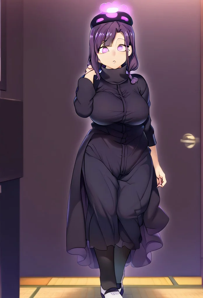 (1girl, solo,, , monochrome,, game cg,, oikawa yuki, asymmetrical hair, long hair, braid, large breasts,, oikawa amane, single braid, hair over shoulder, mature female, large breasts,, oikawa ritsu, medium hair, medium breasts, , himemiya tsukino, long ponytail, purple hair, purple eyes, large breasts, , himemiya suzuka, medium hair, purple hair, mature female, purple eyes, large breasts,, fujii natsuki, short hair, sidelocks, asymmetrical sidelocks, green eyes, small breasts, dark blue hair, hairclip,, sasagawa ayako, brown hair, brown eyes, large breasts, mature female, hair bun,, kurashiki reina, long hair, asymmetrical hair, large breasts,, obata yui, medium hair, hairclip, , sakagami akeno, long hair, black hair, hairband, small breasts,, miyajima sakura, black hair, asymmetrical bangs, side ponytail, large breasts,, nozaki yuu, very long hair, wavy hair, small breasts,, takamine misao, medium hair, blunt bangs, large breasts, black hair,, obata natsumi, mature female, long hair, low-tied long hair, medium breasts,, mikage yuuki, short hair, large breasts, mature female,, kurashiki reika, mature female, large breasts, long hair, asymmetrical hair, , miyajima tsubaki, black hair, long hair, braid, swept bangs, large breasts, mature female, , Enderman-chan, black jacket, high collar, enderman hat, black skirt, black thighhigh, garter straps, shoes, glowing, glowing eyes, (FMAJIN:1.3):1.3),(standing on one leg position, full body focus, body focus:1.3),zPDXL3,SimplePositiveXLv2