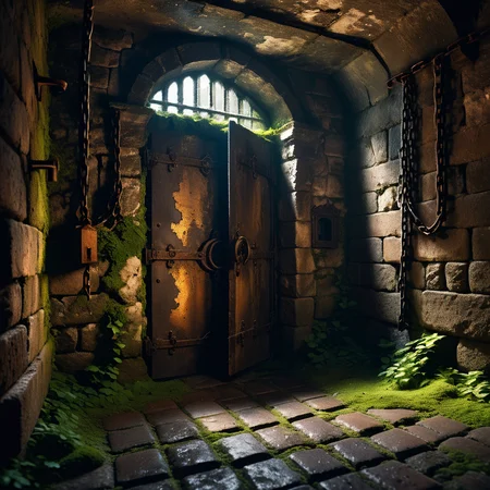 A dark and grim medieval castle dungeon, designed for imprisoning captives. The walls are made of aged, damp stone bricks, cracked and worn with time, with patches of moss and moisture seeping through. The small, claustrophobic space is lit by a single flickering torch mounted on the wall, casting long, eerie shadows across the room. Rusted iron bars form a heavy prison door with a corroded lock and hinges, partially ajar or firmly shut. The floor is rough, uneven stone, covered in dirt and faint stains, hinting at years of suffering. Chains hang loosely from rusted hooks embedded in the walls, their metal corroded and worn. In one corner, a small, grated window lets in a thin sliver of cold, pale light, emphasizing the dungeon's oppressive and hopeless atmosphere. The air feels damp, stale, and heavy with silence, evoking a chilling sense of isolation and despair.
<lora:SDXLFaeTastic2400:0.4> <lora:extremely_detailed:0.4> extremely detailed, Masterpiece,best quality,hi res,8k,hi res,8k,award winning,(sharp focus, intricate, highly detailed),