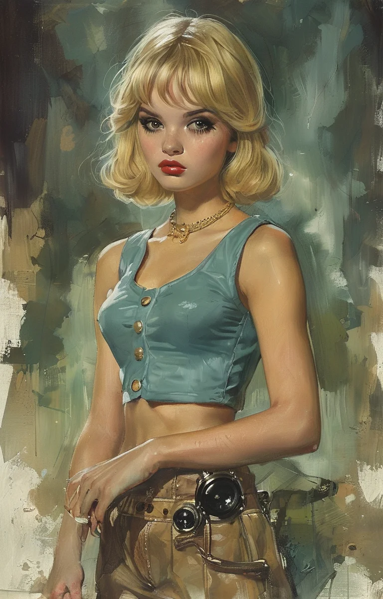 masterpiece,best quality,<lora:tbh281-sdxl:0.9>,illustration,style of Basil Gogos tech genius teenage girl