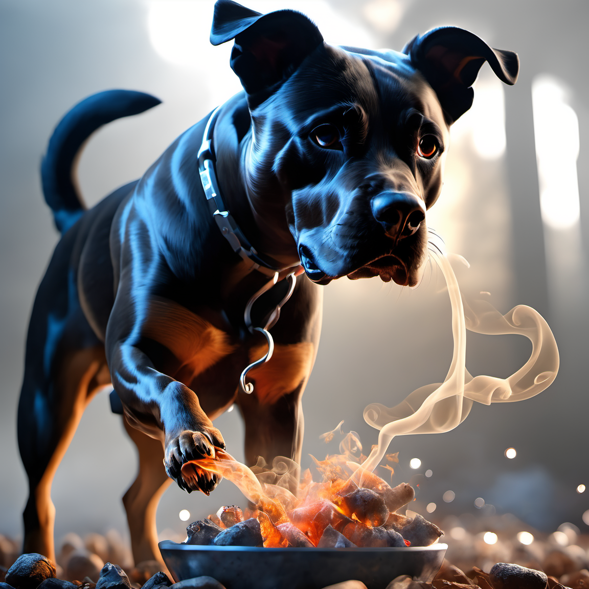 smokeart,smoke,dog<lora:Smoke_Art_final:1>, highly detailed, CG render, octane, bokeh, 4k, 8k, 8mm, unreal engine 3d